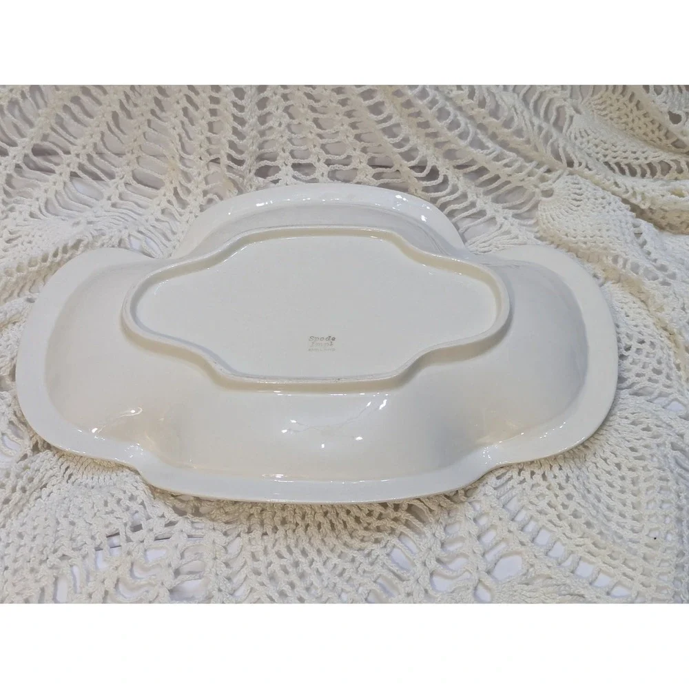 Spode Imperial Fancies Basket Weave Serving Dish 1930s Creamware England 13 Inch